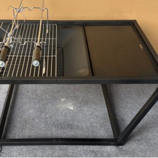metal square-shaped fire pit with mesh cove and cooking grid WF-6161