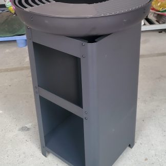 Outdoor fire pit with wood storage; wood fire pit with cooking plate and grid WF-701FJL