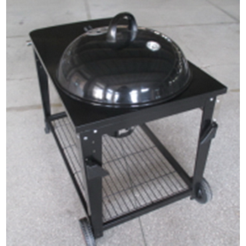 Wood picnic grill with base grid and table